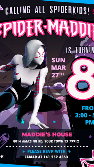 Spider Gwen Birthday Invitation