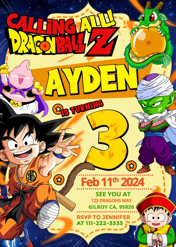 Dragon Ball Z Birthday Invitation