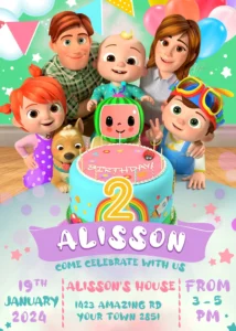 Cocomelon Birthday Invitation