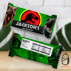 Jurassic park party rice treat wrapper