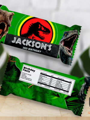 Jurassic park party rice treat wrapper