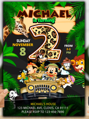 Mickey Mouse Safari invitation