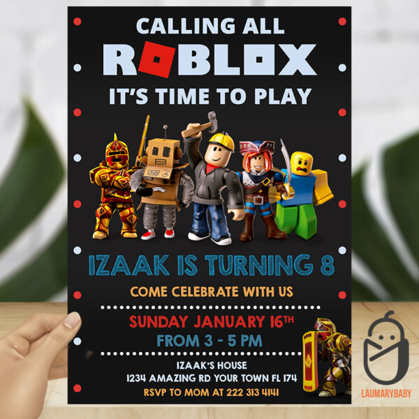 Roblox Birthday Invitation - Laumarybaby