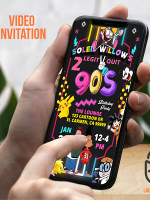 90s Party birthday Video Invitation