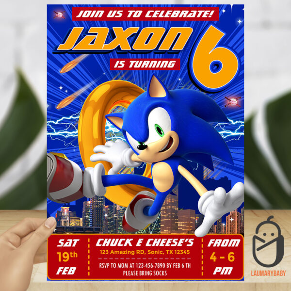 Sonic Birthday Invitation - Laumarybaby