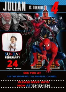 Spiderman and Venom Birthday Invitation template