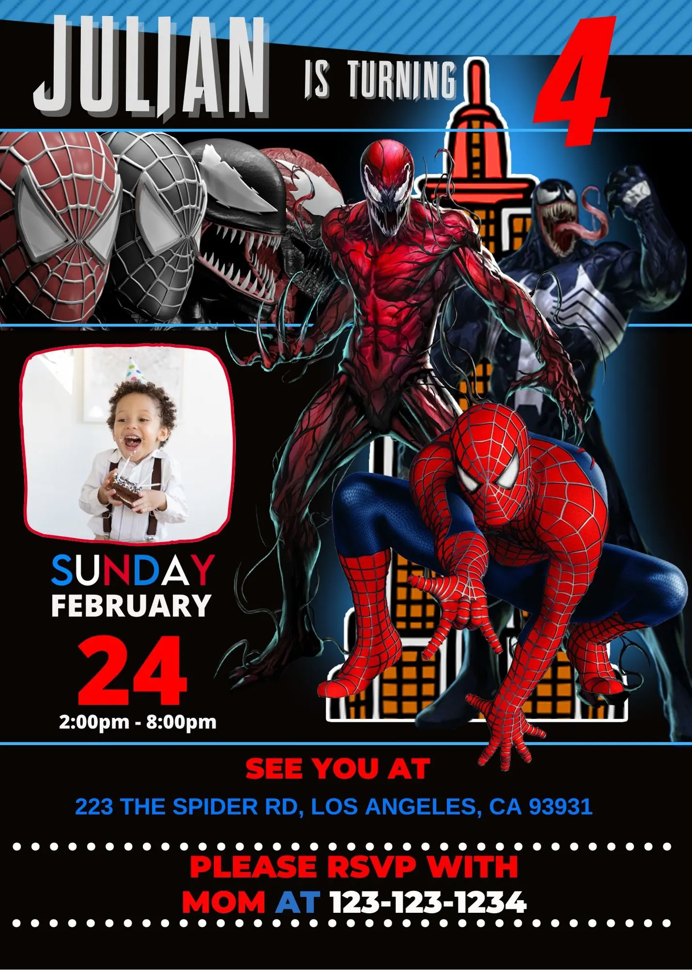 Spiderman and Venom Birthday Invitation template - Laumarybaby ...