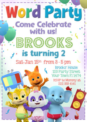 WORD PARTY BIRTHDAY INVITATION