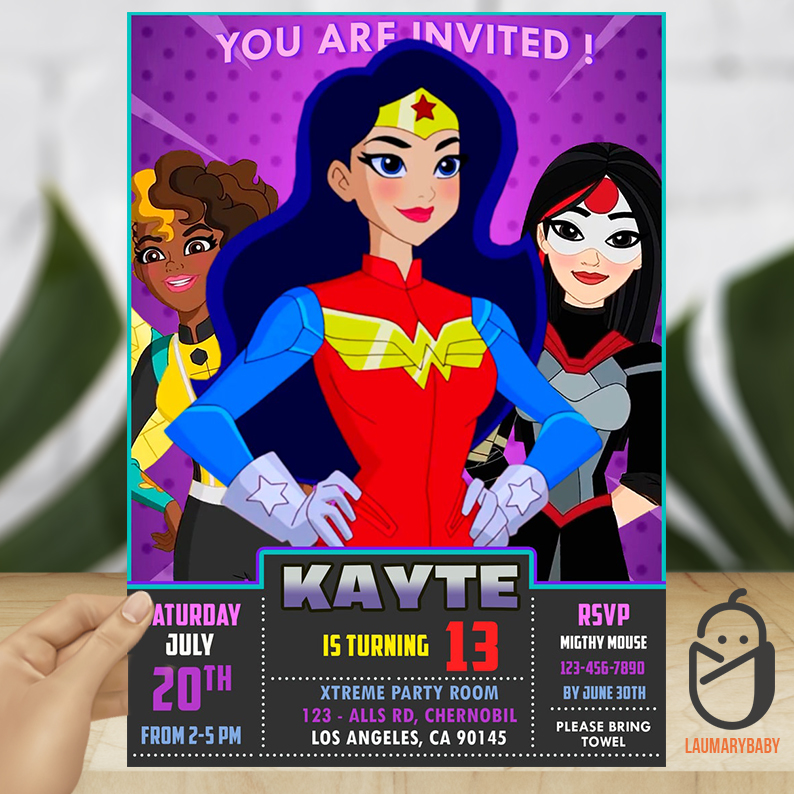 Wonder woman Birthday Invitation