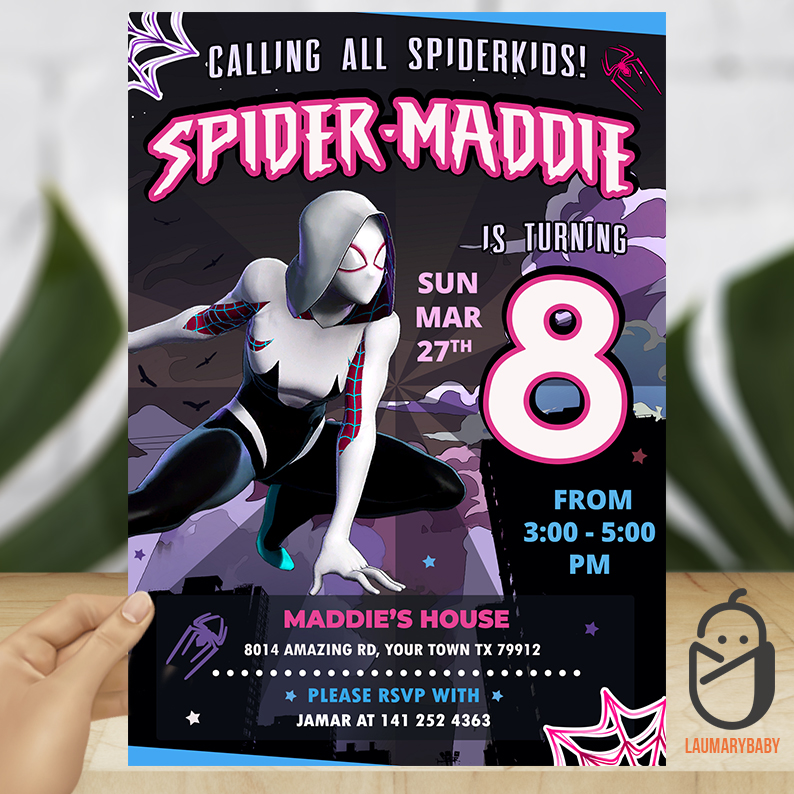Spider Gwen Birthday Invitation