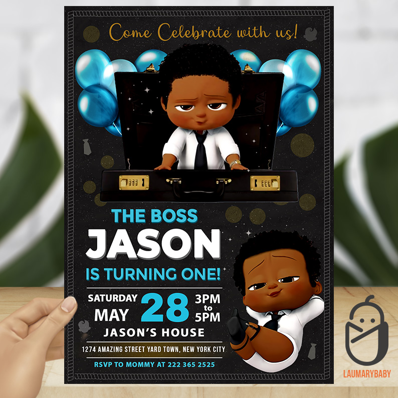 African American Boss Baby Birthday Invitation