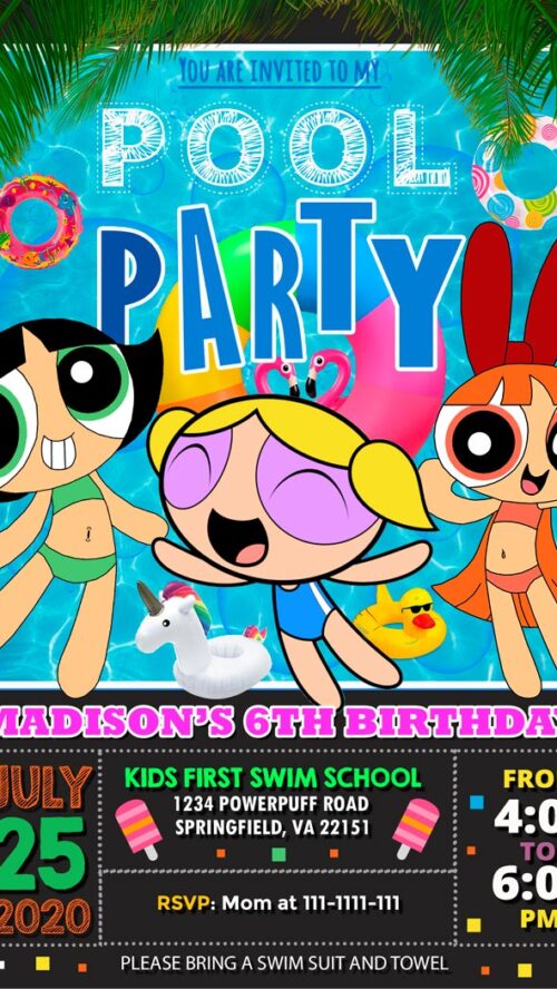 Powerpuff-Girls-Pool-Party-Birthday-Invitation