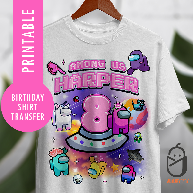 Among us Girl Birthday Shirt Transfer