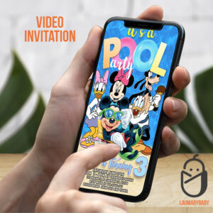 Mickey Pool Party Birthday Video Invitation