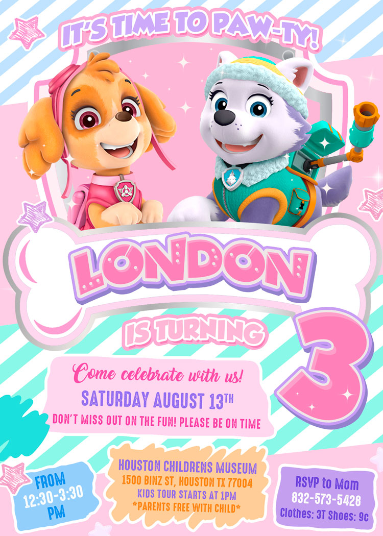 Skye and Everest Birthday Invitation - Laumarybaby