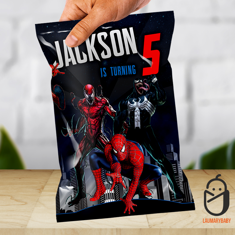 Spiderman and Venom Birthday Chips Bag
