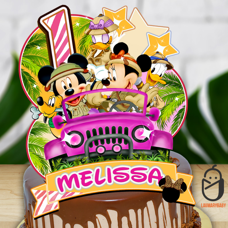 Minnie Mouse Safari Birthday Cake Topper