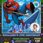 Spiderman Pool Party Birthday Invitation Template