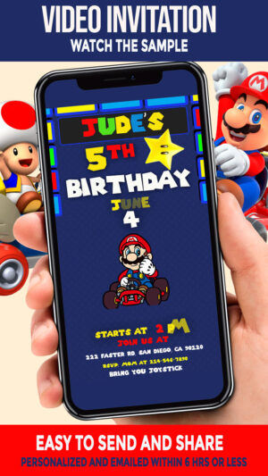 Mario Kart Birthday Video Inivtation