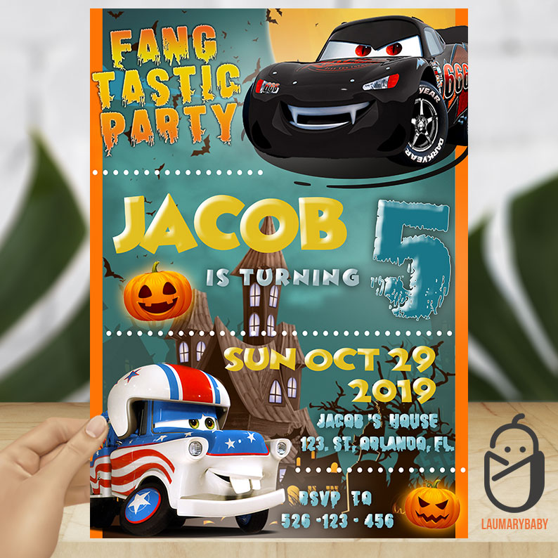 Cars Halloween Birthday Invitation