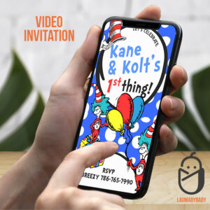 Dr Seuss Thing 1 & Thing 2 Birthday Invitation, Video Animated