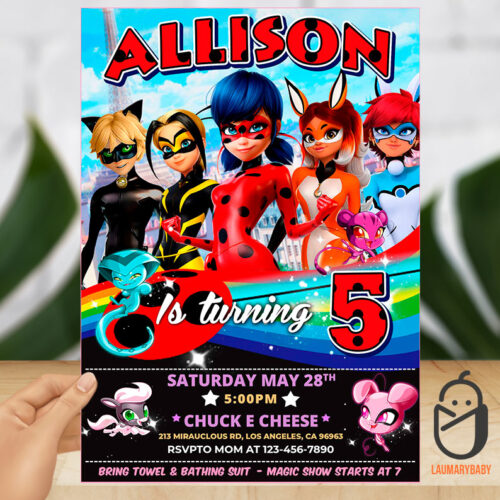 MIRACULOUS BIRTHDAY INVITATION - Laumarybaby