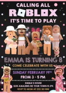 Roblox Girl Birthday Invitation