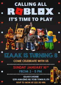 Roblox Birthday Invitation