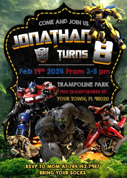 TRANSFORMERS RISE OF THE BEASTS BIRTHDAY INVITATION