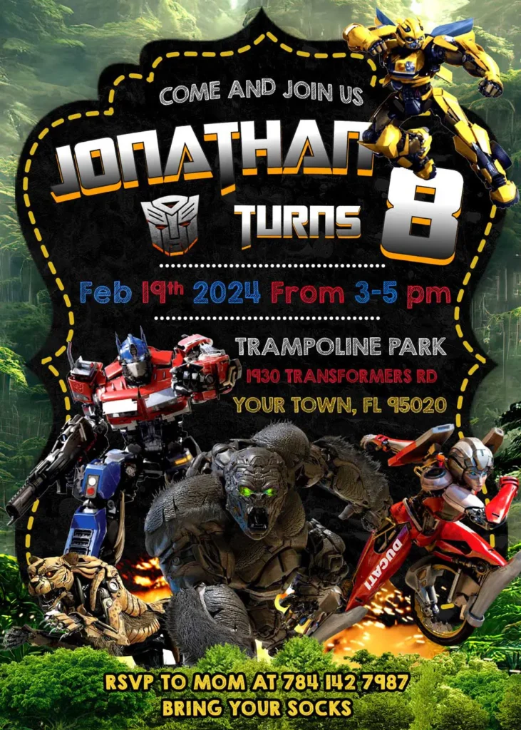 TRANSFORMERS RISE OF THE BEASTS BIRTHDAY INVITATION