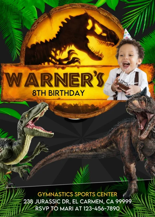 Jurassic Dominion Birthday Invitation template