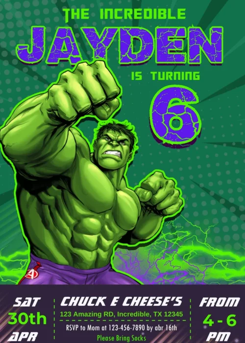 Hulk Birthday Invitation Template