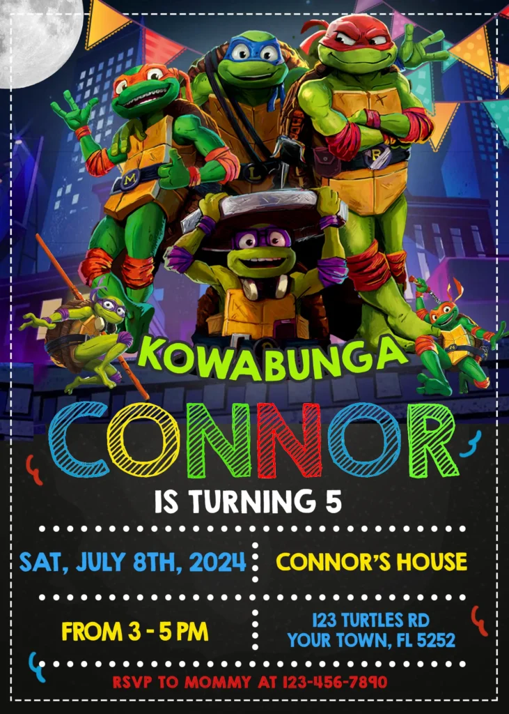 NINJA TURTLES BIRTHDAY INVITATION - Laumarybaby, great price 6.99$