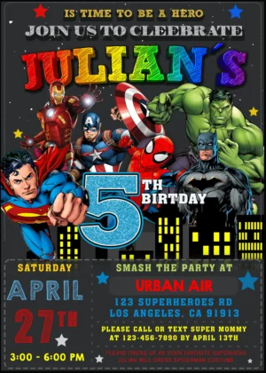 Superheroes Birthday Invitation