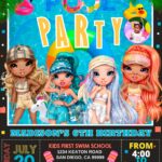 Rainbow High Pool Party Birthday Invitation Template