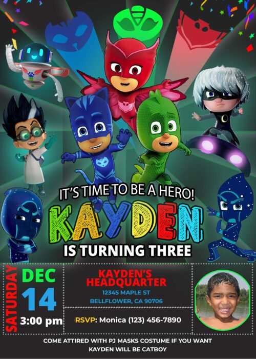 PJ Masks Birthday Invitation