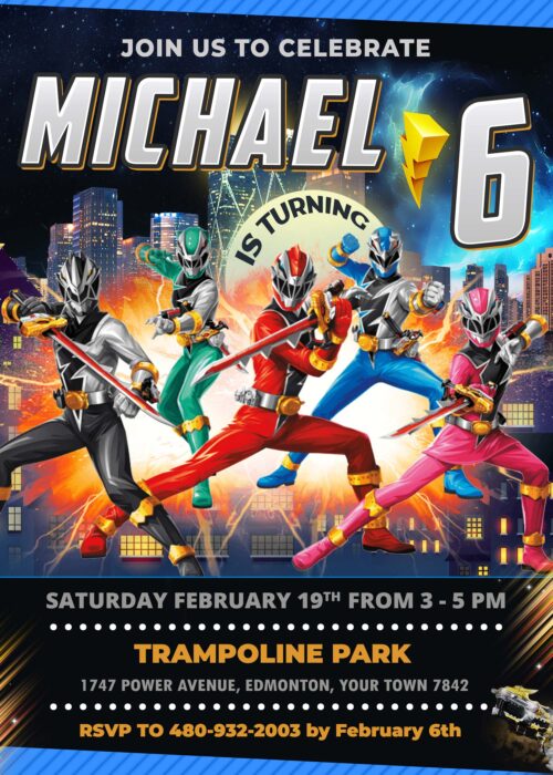 POWER RANGERS BIRTHDAY INVITATION