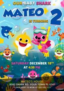 Baby Shark Birthday Invitation