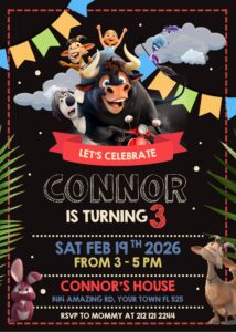 Ferdinand The Bull Birthday Invitation, Digital invite