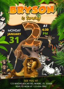 Madagascar Birthday Invitation