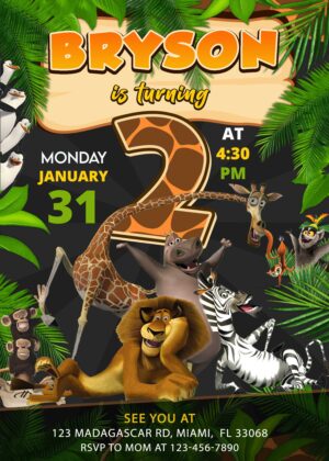 MADAGASCAR BIRTHDAY INVITATION