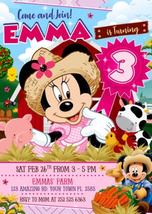 MINNIE MOUSE FARM BIRTHDAY INVITATION