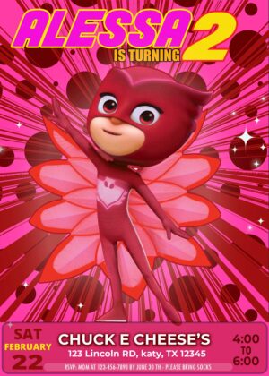 OWLETTE PJ MASKS BIRTHDAY INVITATION