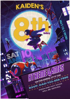 Spiderman Spiderverse Birthday Invitation