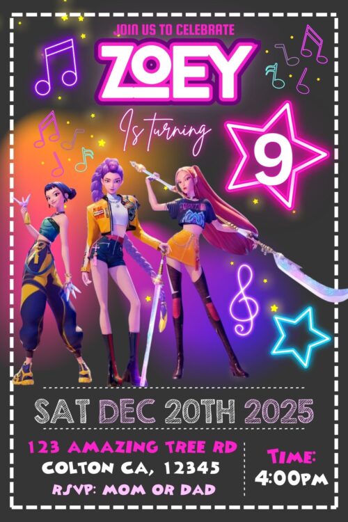 1 Trending Kpop Demon Hunters Birthday Invitation Template