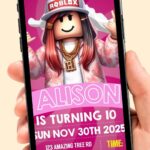 Amazing Roblox Girl Birthday Video Invitation Template