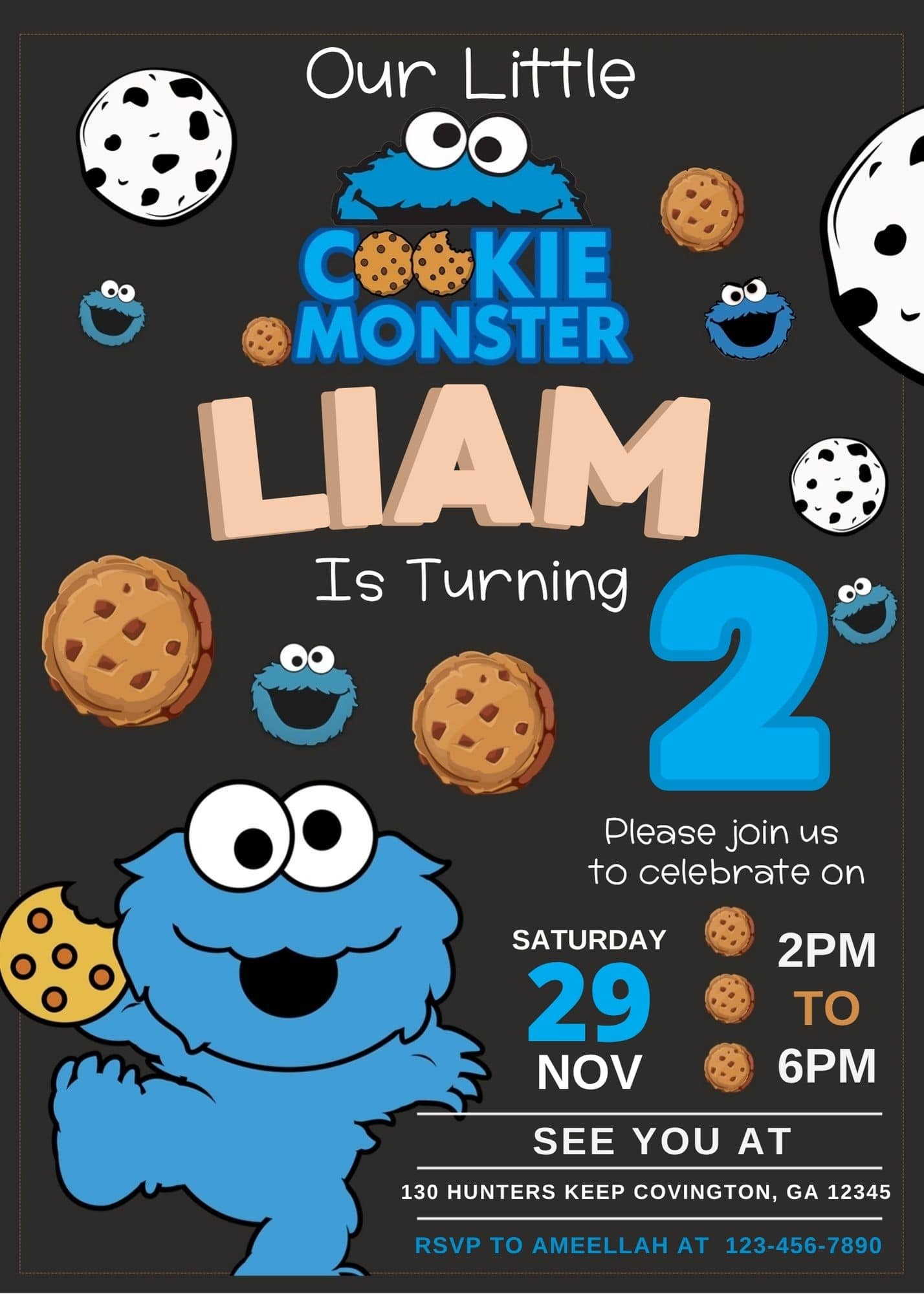 Cookie Monster Amazing Birthday Invitation Template