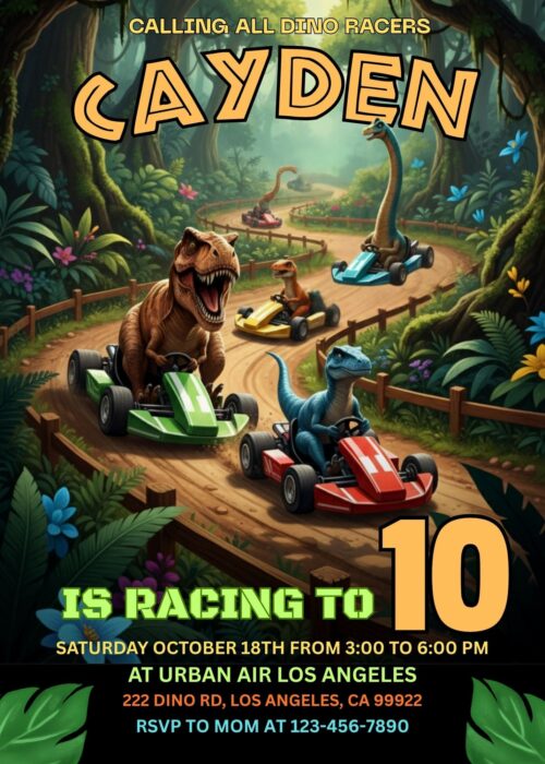 DINO RACERS BIRTHDAY INVITATION TEMPLATE Amazing Dino Racers Birthday Invitation Template