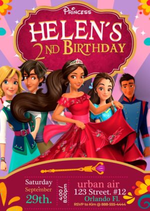 Editable Elena of Avalor Birthday Invitation