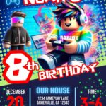 Editable Roblox Boy Birthday Invitation